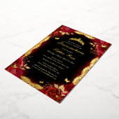 レッドローズバタフライレースキンセアニェラ誕生日 箔招待状 (回転した状態)