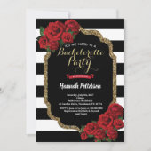 レッドローズバチェロレッテ招待ブラック金ゴールド 招待状 (正面)