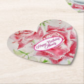 レッドローズバラフラワーパターン紙パーティープレート ペーパーコースター (アングル)