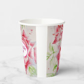 レッドローズバラフラワーパターン紙パーティープレート 紙コップ (左)