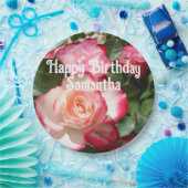 レッドローズバラフローラフォトレディースバースデーパーティー ペーパープレート (パーティー)