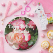 レッドローズバラフローラフォトレディースバースデーパーティー ペーパープレート (パーティー)