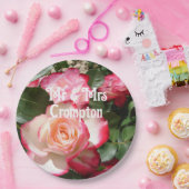 レッドローズバラフローラ写真結婚のバルーン ペーパープレート (パーティー)