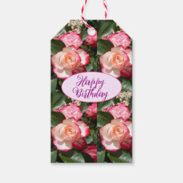 レッドローズバラホワイトフラワーフローラコテージガーデン ギフトタグ