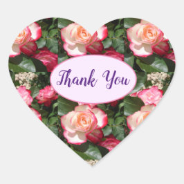 レッドローズバラホワイトフラワーフローラコテージガーデン ハートシール