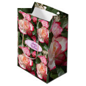 レッドローズバラホワイトフラワーフローラコテージガーデン ミディアムペーパーバッグ (正面アングル)