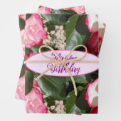 レッドローズバラホワイトフラワーフローラコテージガーデン ラッピングペーパーシート (インサイチュ)