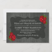 レッドローズバーラップウッドゴシックの結婚式の招待 招待状 (正面)