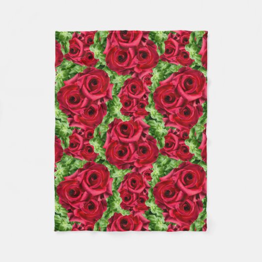 レッドローズパスフラワーガーランド フリースブランケット (正面)