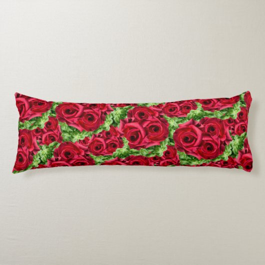 レッドローズパスフラワーガーランド ボディピロー (正面)