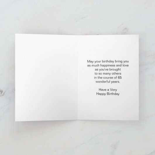 レッドローズパーソナライズされたフローラ65誕生日 カード (内部)