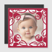 レッドローズパーソナライズされたベビーフォト磁気カード (正面/裏面)