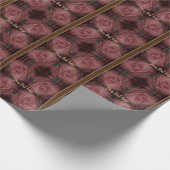 レッドローズパーソナライズされたヴィンテージ ラッピングペーパー (角)