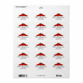 レッドローズパーソナライズされた差出人住所ラベル ラベル (フルシート)