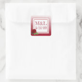 レッドローズパーソナライズされた結婚式用シール スクエアシール (バッグ)