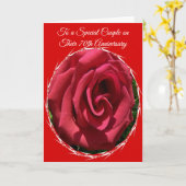 レッドローズパーソナライズされた70結婚周年 カード (黄色い花)