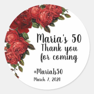 レッドローズパーティーの好意ステッカー ラウンドシール