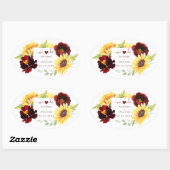 レッドローズヒマワリ私たちは結婚式の引き出物ステッカー 楕円形シール (シート)