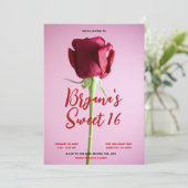 レッドローズピンクスウィート16誕生日パーティー 招待状 (スタンド正面)