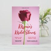 レッドローズピンクバレンタインロマンチックブライダルシャワー 招待状 (スタンド正面)
