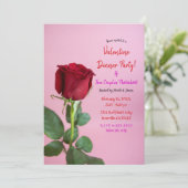 レッドローズピンクフローラディナーパーティーイベント誕生日 招待状 (スタンド正面)