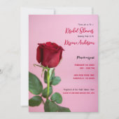 レッドローズピンクロマンチックエレガントブライダルシャワー 招待状 (正面)