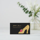 レッドローズフェイク金ゴールドスタイリスト付きシックファッション靴 名刺 (スタンド正面)