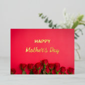 レッドローズフォイル母の日のグリーティングカード 箔シーズンカード (立ち正面)