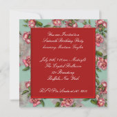 レッドローズフォトSweet sixteen誕生会 招待状 (裏面)