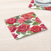 レッドローズフォーマルフローラ結婚ズ スクエアペーパーコースター (アングル)