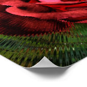 レッドローズフラワーイン開花抽象芸術アート ポスター (角)