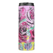 レッドローズフラワーウォーターカラフルカラーピンクアート タンブラー (裏面)