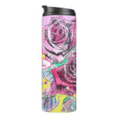 レッドローズフラワーウォーターカラフルカラーピンクアート タンブラー (回転右)