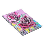 レッドローズフラワーウォーターカラーカラフルアート ノートブック (右側)