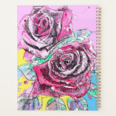 レッドローズフラワーウォーターカラーカラフルアート プランナー手帳 (裏面)