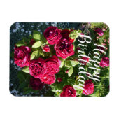 レッドローズフラワーガーデンフローラバラ誕生日カード マグネット (横)