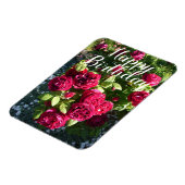 レッドローズフラワーガーデンフローラバラ誕生日カード マグネット (左側)