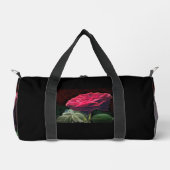 レッドローズフラワーグリーンブラックアートフローラ花 ダッフルバッグ (正面)