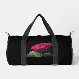 レッドローズフラワーグリーンブラックアートフローラ花 ダッフルバッグ