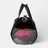 レッドローズフラワーグリーンブラックアートフローラ花 ダッフルバッグ (右)