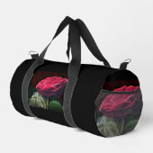 レッドローズフラワーグリーンブラックアートフローラ花 ダッフルバッグ (右コーナー)