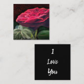 レッドローズフラワーグリーンブラックアートフローラ花 ノートカード (正面/裏面)