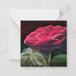 レッドローズフラワーグリーンブラックアートフローラ花 ノートカード