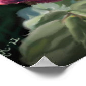 レッドローズフラワーグリーンブラックアートフローラ花 ポスター (角)