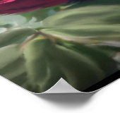 レッドローズフラワーグリーンブラックアートフローラ花 ポスター (角)