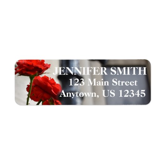 レッドローズフラワーゲート撮影パーソナライズされた ラベル (正面)