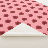 レッドローズフラワーシームレスパターンオンシェルパブランケット シェルパブランケット (3/4)