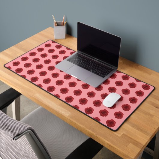レッドローズフラワーシームレスパターンOn Desk Mat デスクマット (オフィス2)