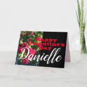 レッドローズフラワーハッピーバレンタインデー女性名 カード (正面)