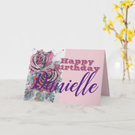 レッドローズフラワーハッピーバースデー女性名札 カード